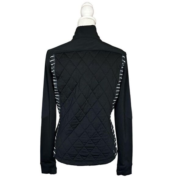 lole Black & White Stripe Quilted Long Sleeve Full Zip Up Jacket Size Small - Picture 5 of 15